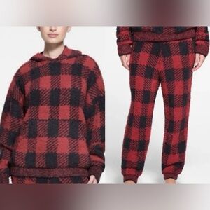 Skims plaid cozy knit pajama set hoodie and jogger